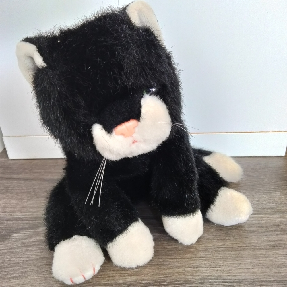 Vintage Ty Black and White Cat Plush Toy 1997
